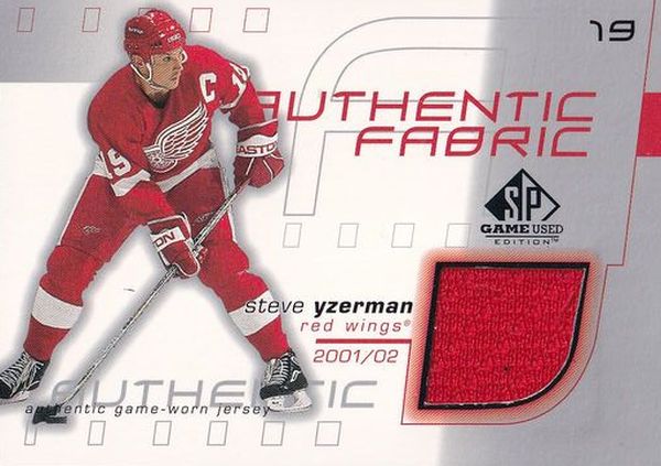 jersey karta STEVE YZERMAN 01-02 SPGU Authentic Fabrics číslo AF-SY